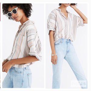 Madewell Courier Shirt In Aldwin Stripe Top Sz M